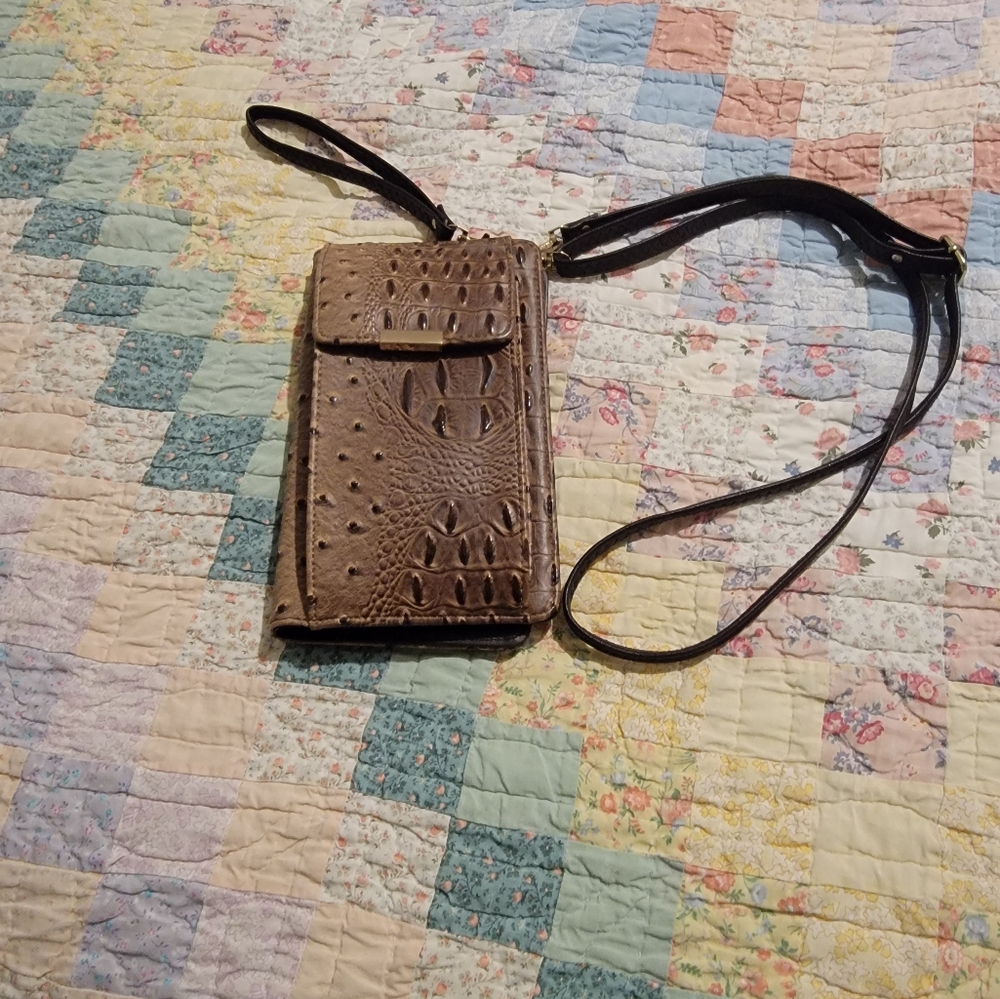 Elegant Brown Crossbody Bag with Embossed Design